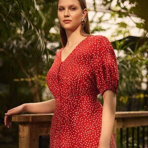 Suzy Shier Polka Dot Mini Wrap Dress